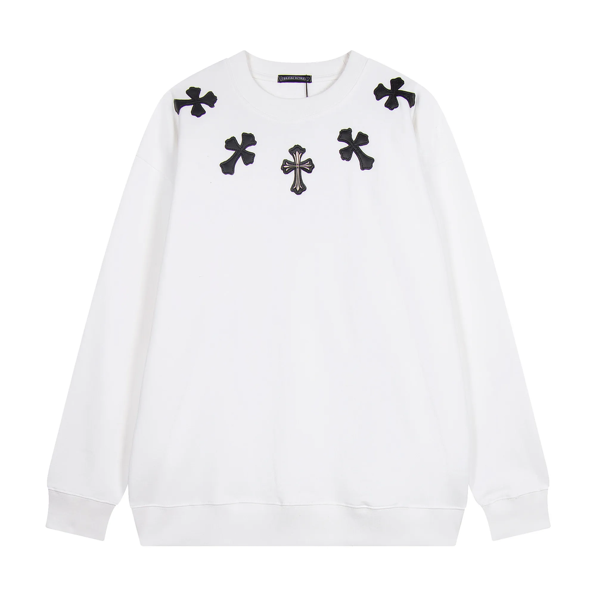 P230 Chrome Hearts Chrome Hearts Leather Cross Metal Logo Sweatshirt Size: SMLXL Color: Black White